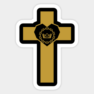 Crown of thorns inside the heart on the cross Sticker